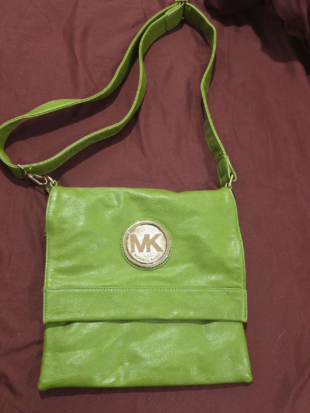 Retro Vintage Michael Kors Lime Green Leather Crossbody